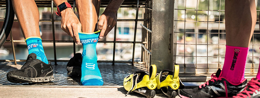 Шкарпетки компресійні Compressport Pro Racing Socks V3.0 Trail, Green/Yellow