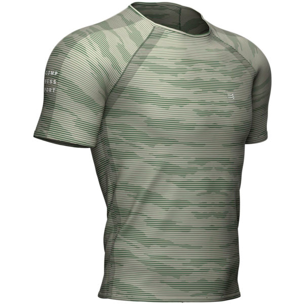 Футболка Compressport Training SS Tshirt Camo Stripe, Slate Green