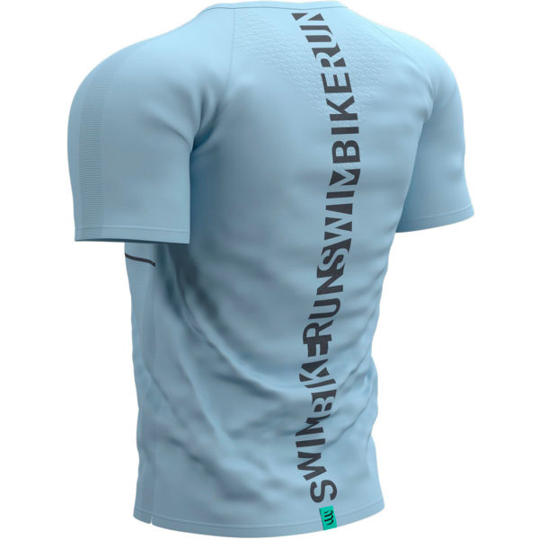 Футболка Compressport Training Tshirt SS - Born To SwimBikeRun 2021, Light Grey/Black